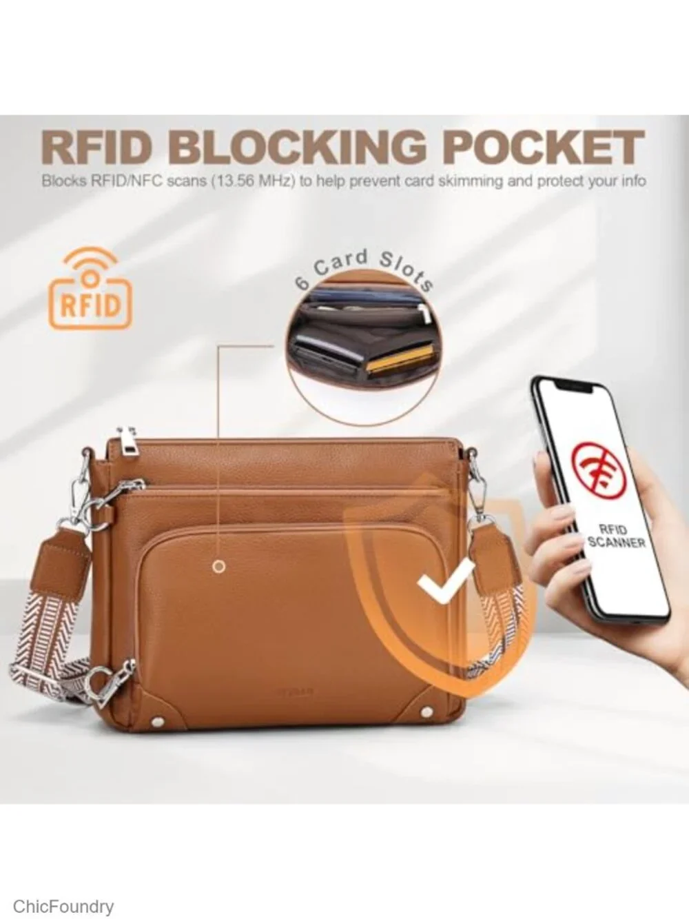 Anti-Theft Crossbody Purse with RFID Blocking & Built-In Wallet